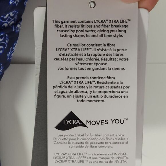 Athleta Tangier High Neck Tankini Top 32D /DD Blue Open Back Underwire Swimwear - Picture 12 of 12